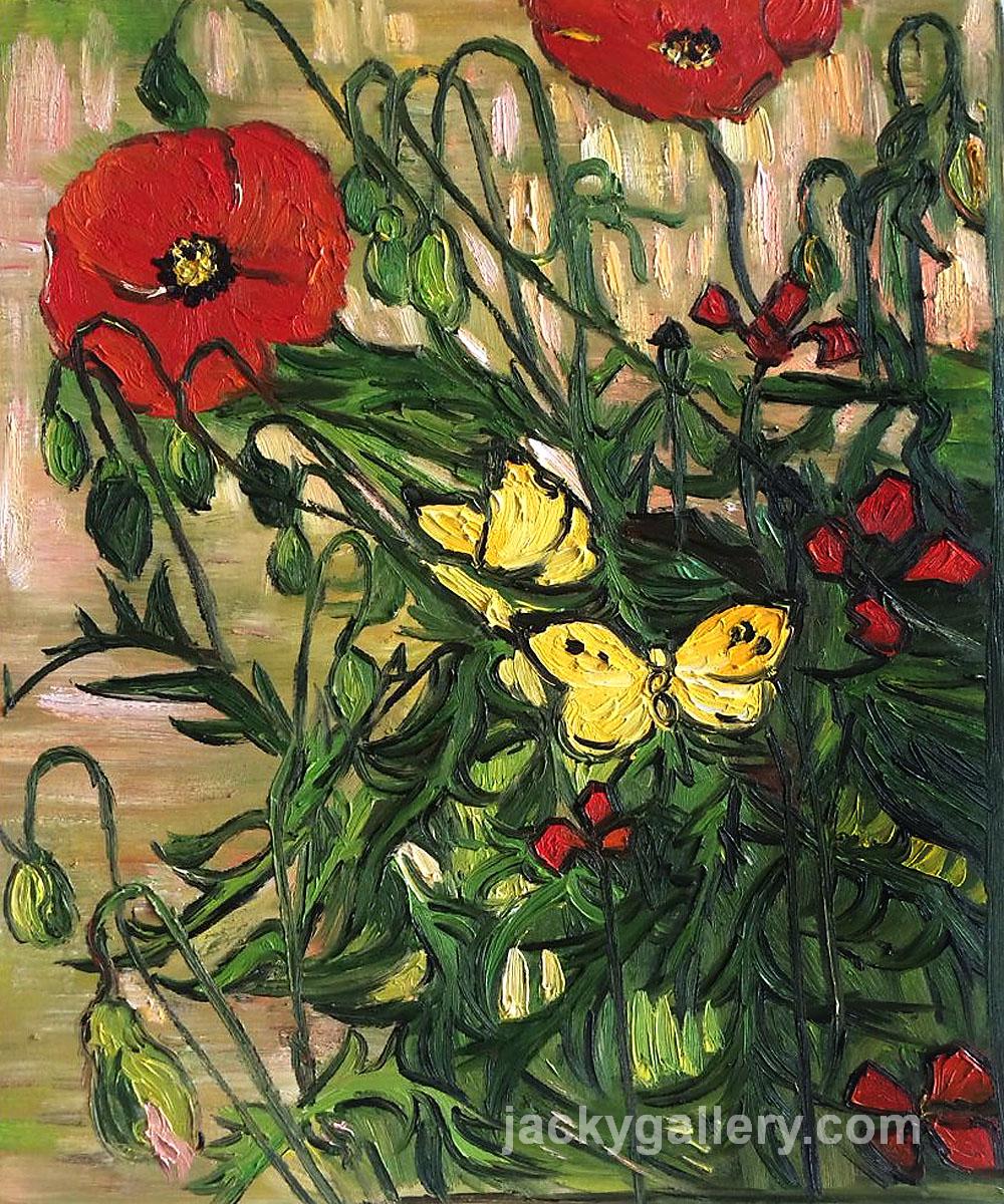 Poppies and Butterflies, Van Gogh painting